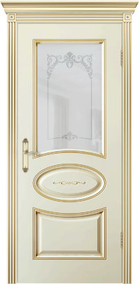 Межкомнатная дверь Ульяновская «Версаль Ария 1» Премиум класс, Эмаль слоновая кость с золотой патиной